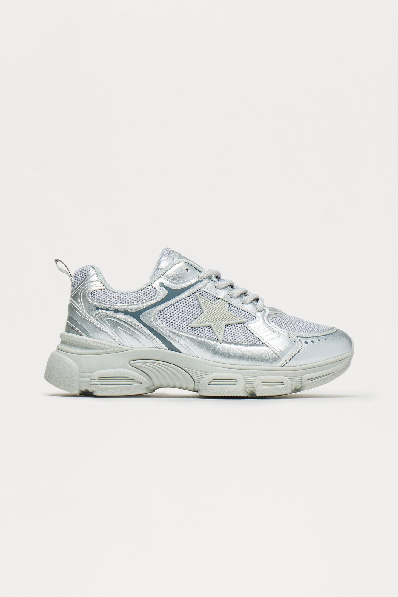 Comet Metallic Lace Up Sneakers - Silver