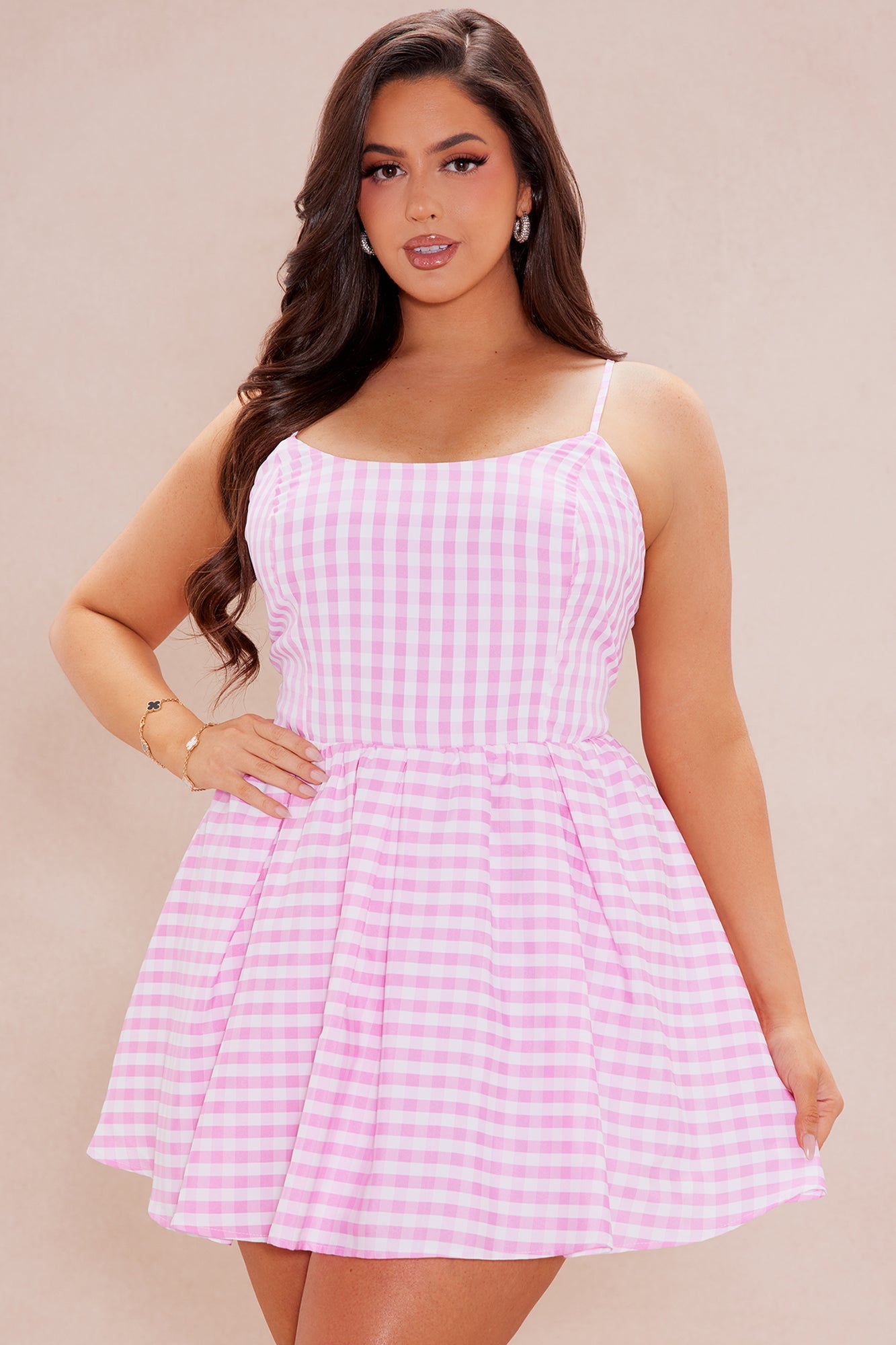 Lotti Gingham Mini Dress - Pink