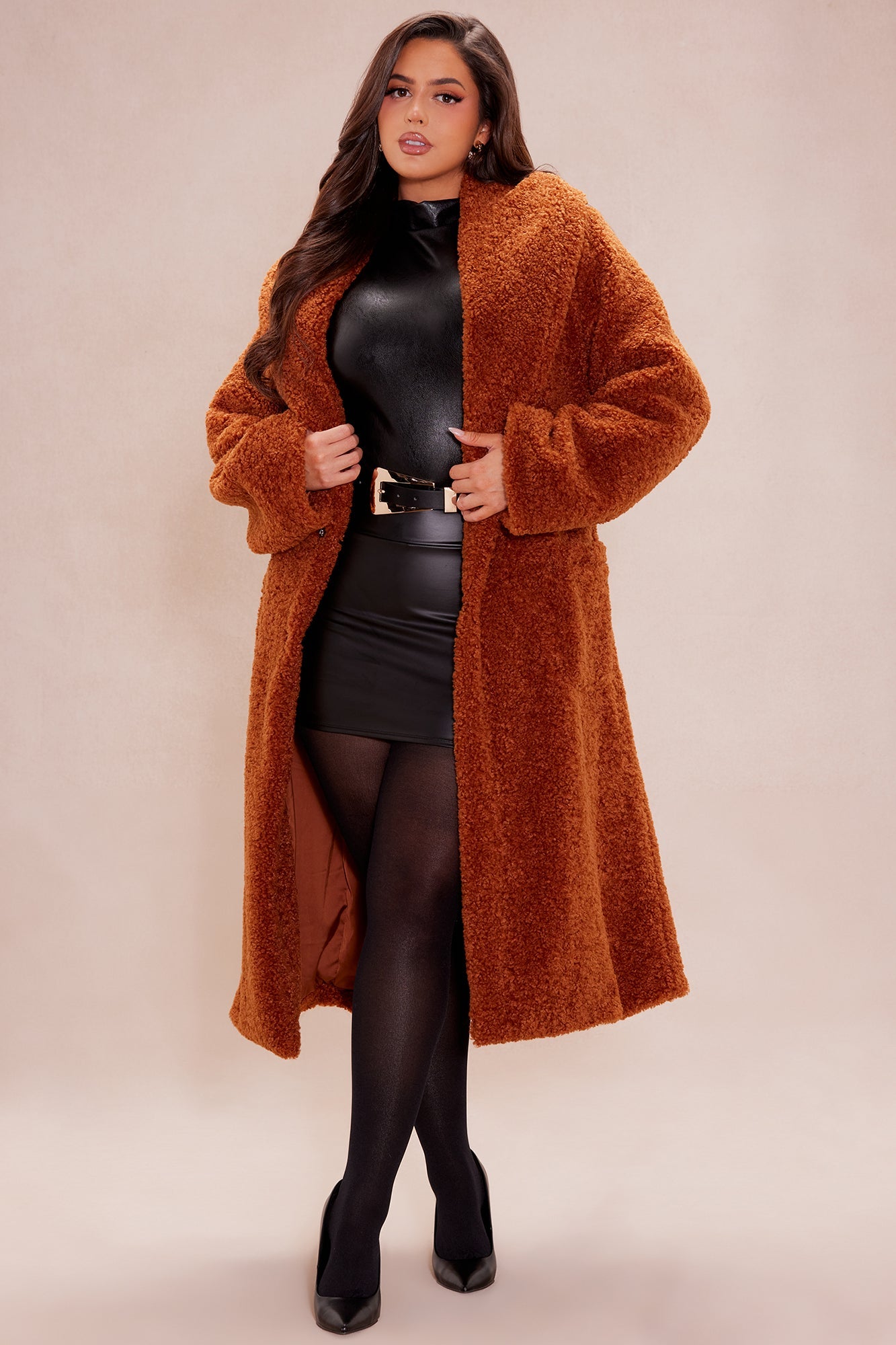 Alyssa Faux Fur Coat - Cognac