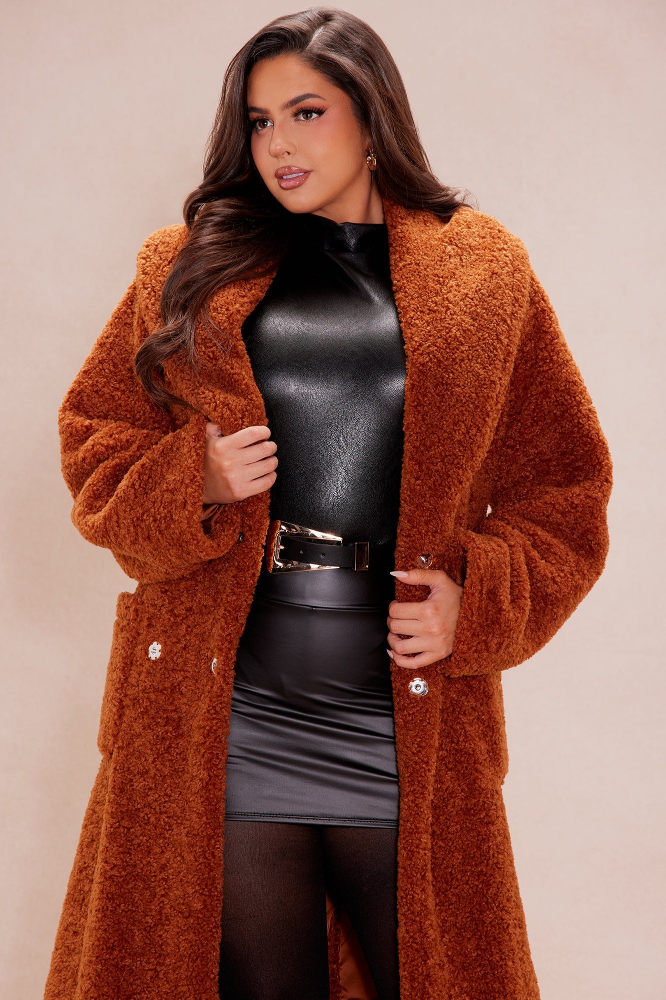 Alyssa Faux Fur Coat - Cognac