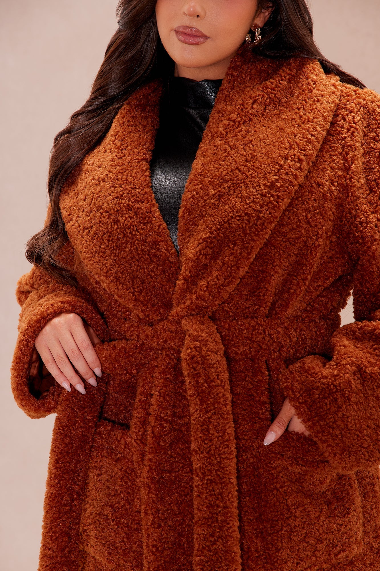 Alyssa Faux Fur Coat - Cognac