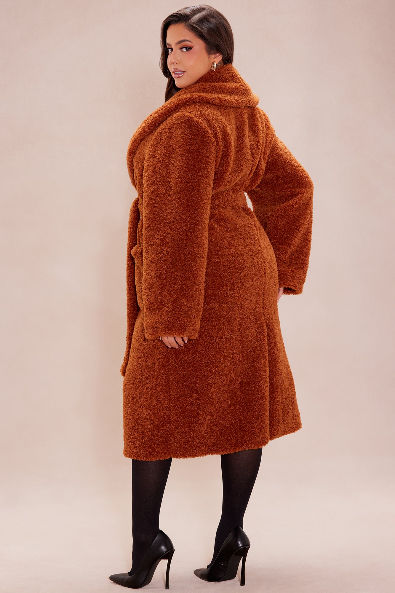 Alyssa Faux Fur Coat - Cognac