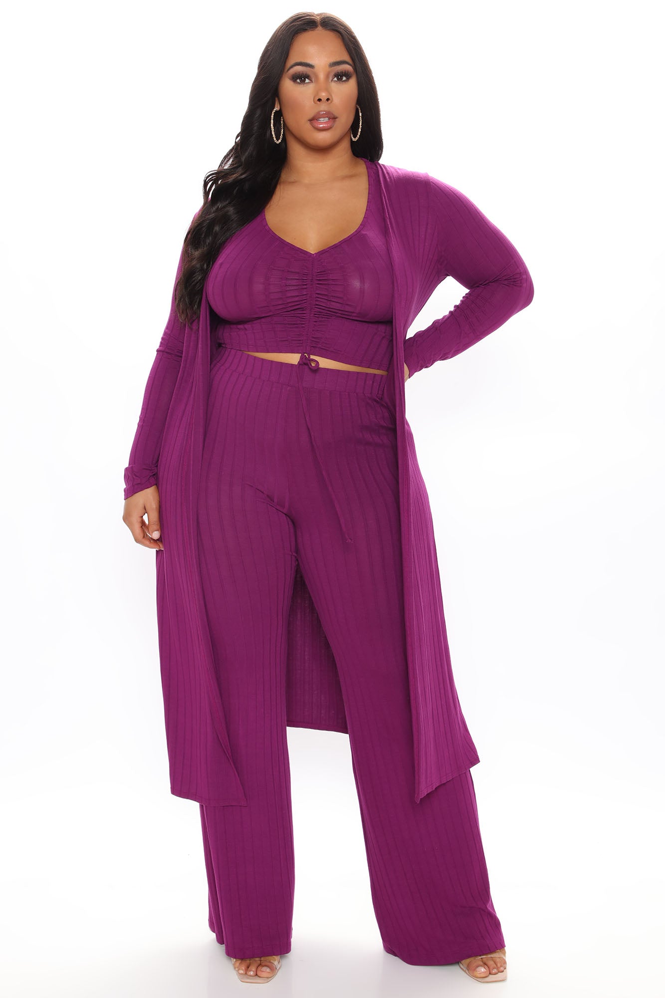 Come Get It 3 Piece Pant Set - Plum