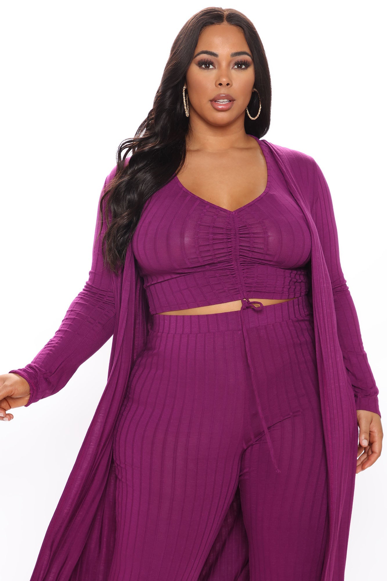 Come Get It 3 Piece Pant Set - Plum