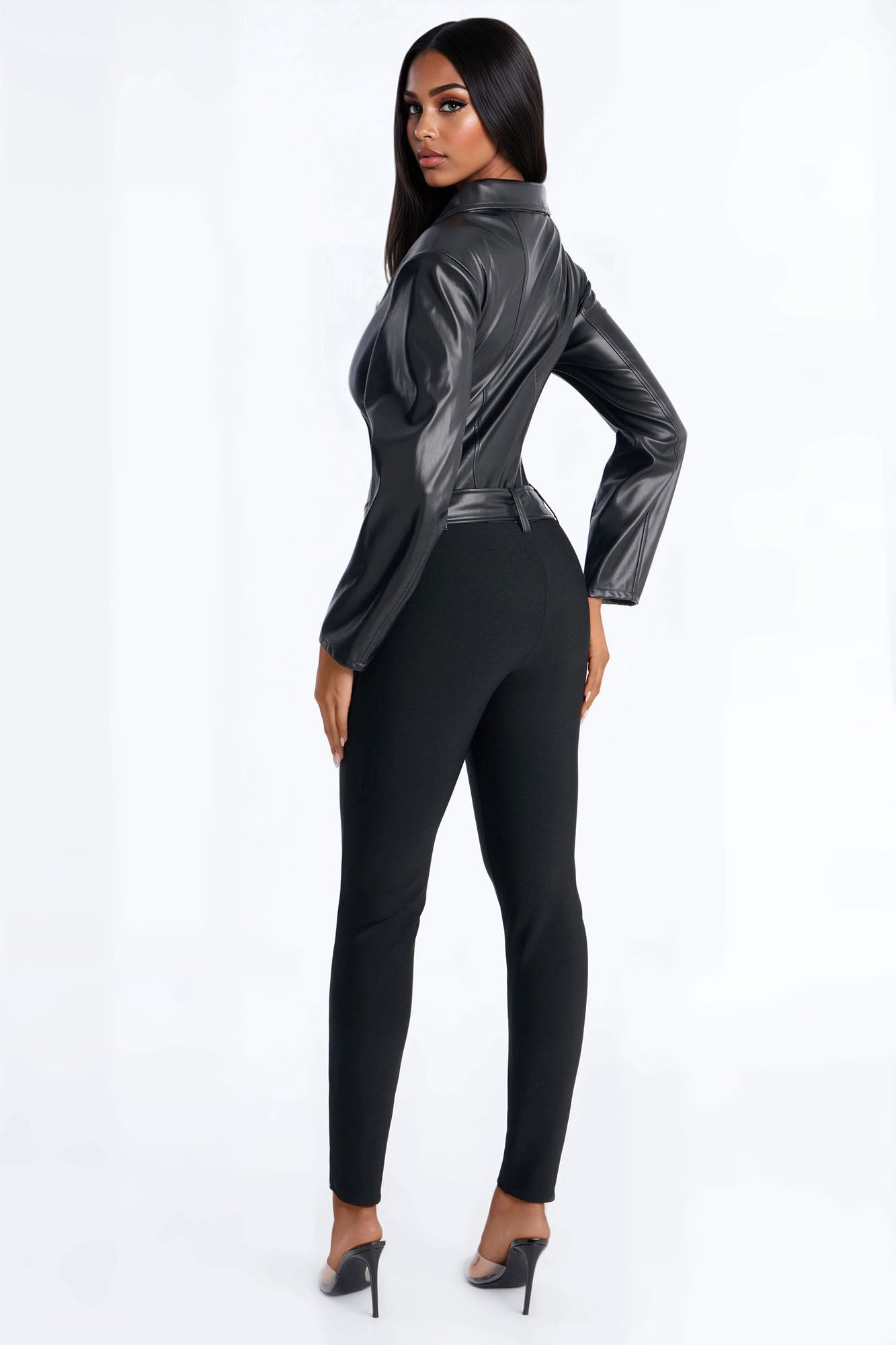 Run The Streets Bandage Moto Jumpsuit - Black