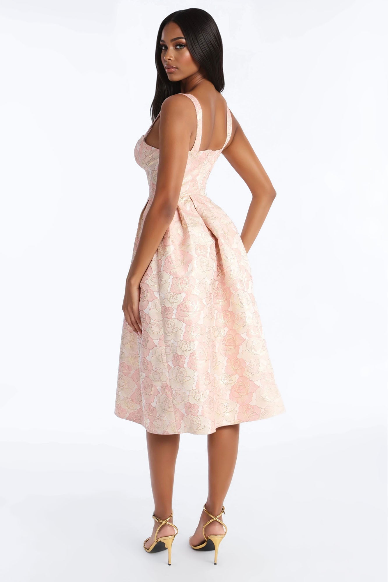 Enchanted Floral Midi Dress - Light Pink