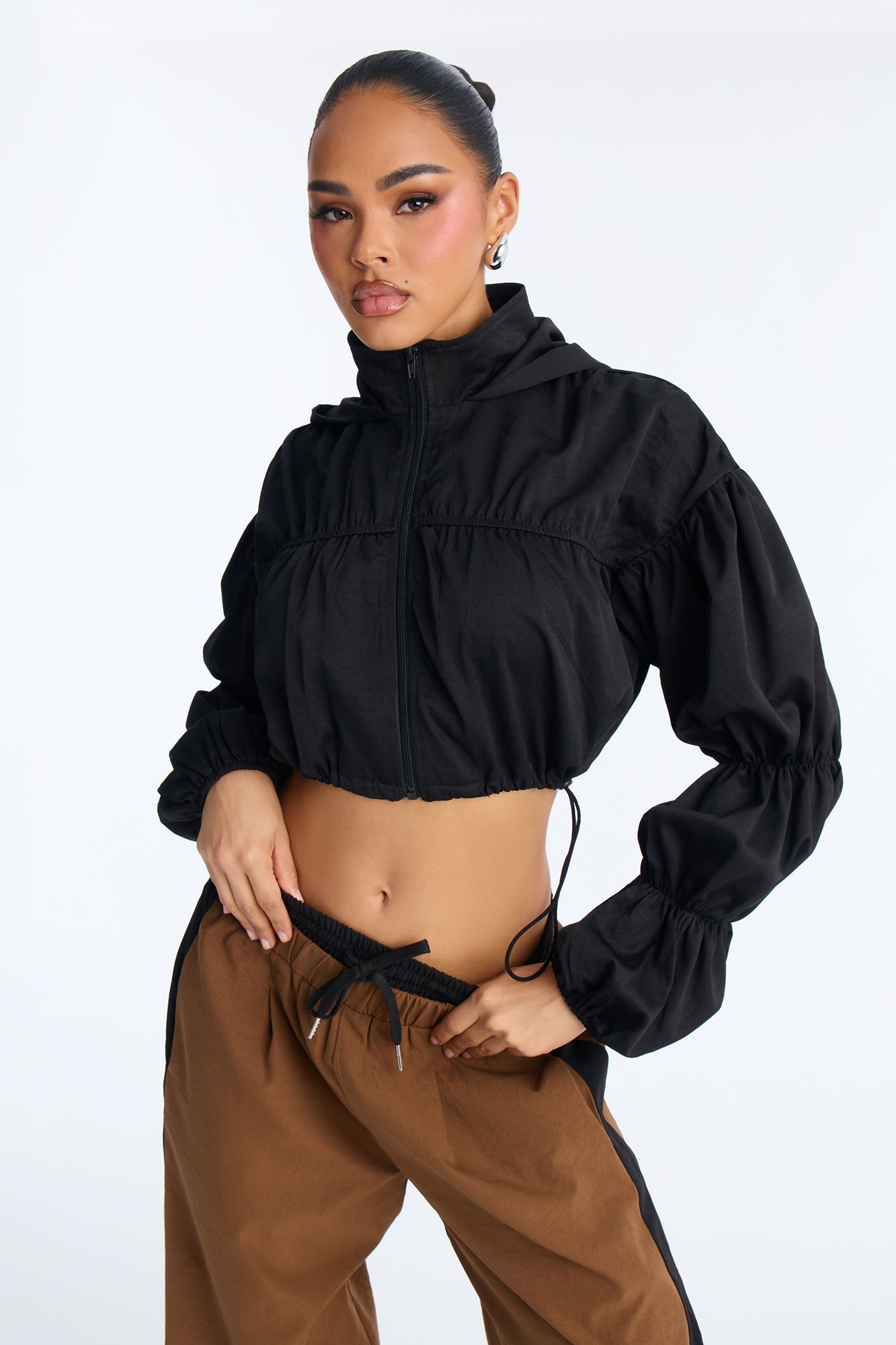 In The Mix Double Waistband Pant Set - Brown/combo