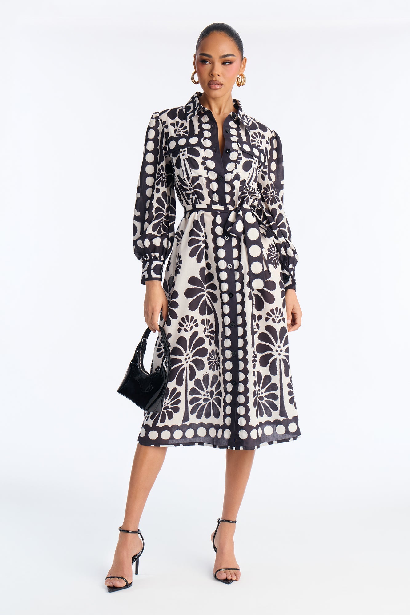 Josephine Floral Midi Dress - Black