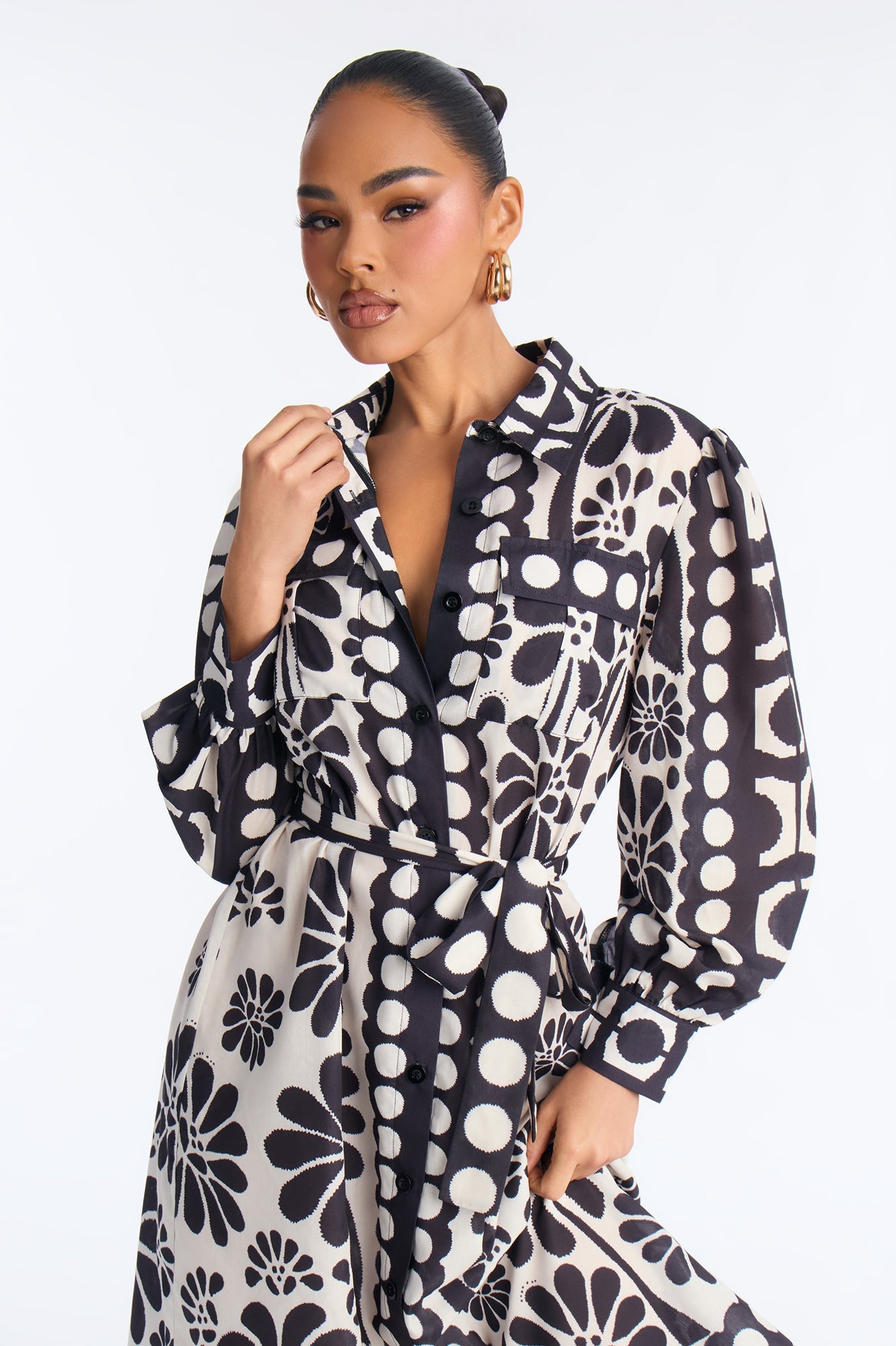 Josephine Floral Midi Dress - Black