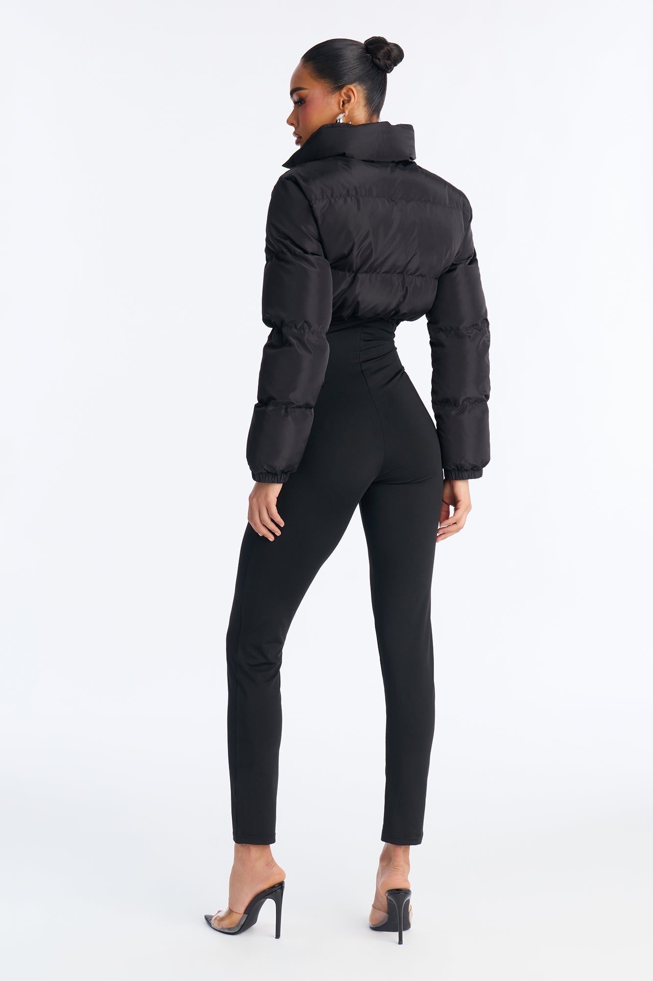 Up Your Alley Puffer Skinny Leg Jumpsuit - Black