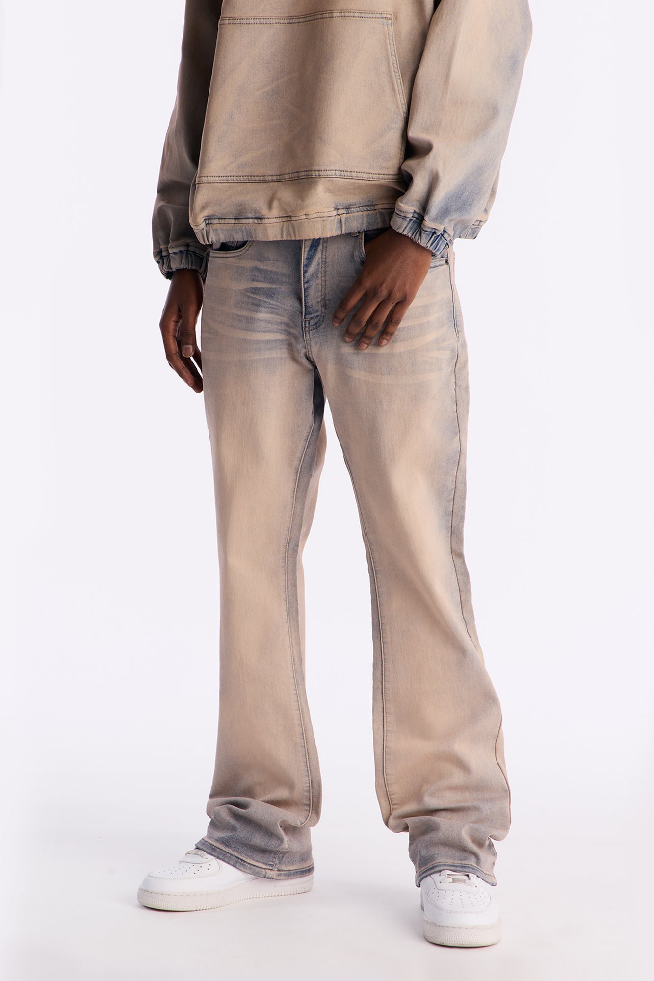 Stacked Skinny Flare Sun Damage Nova Stretch Jean - Vintage Wash