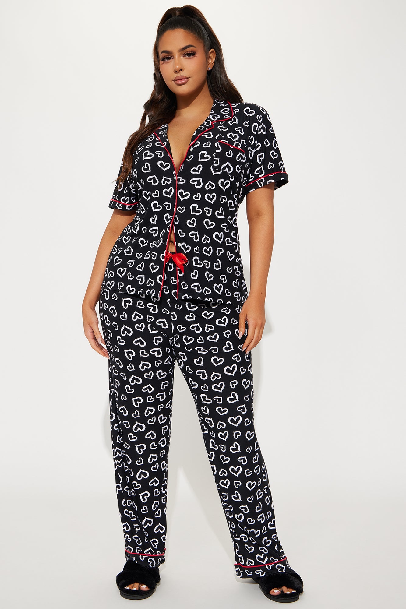 Give You My Heart PJ Pant Set - Black/White