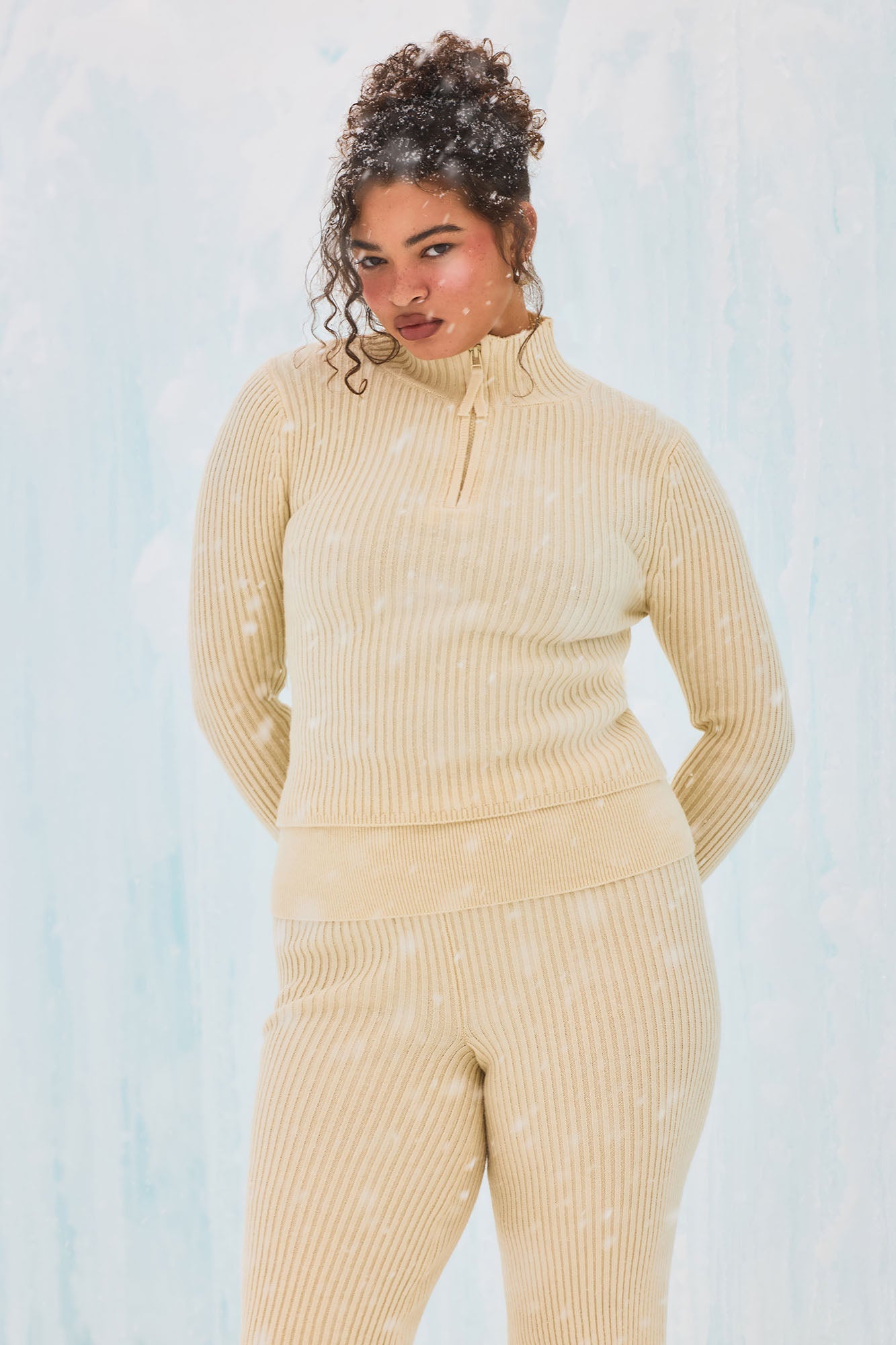 Sheena Sweater Foldover Pant Set - Cream