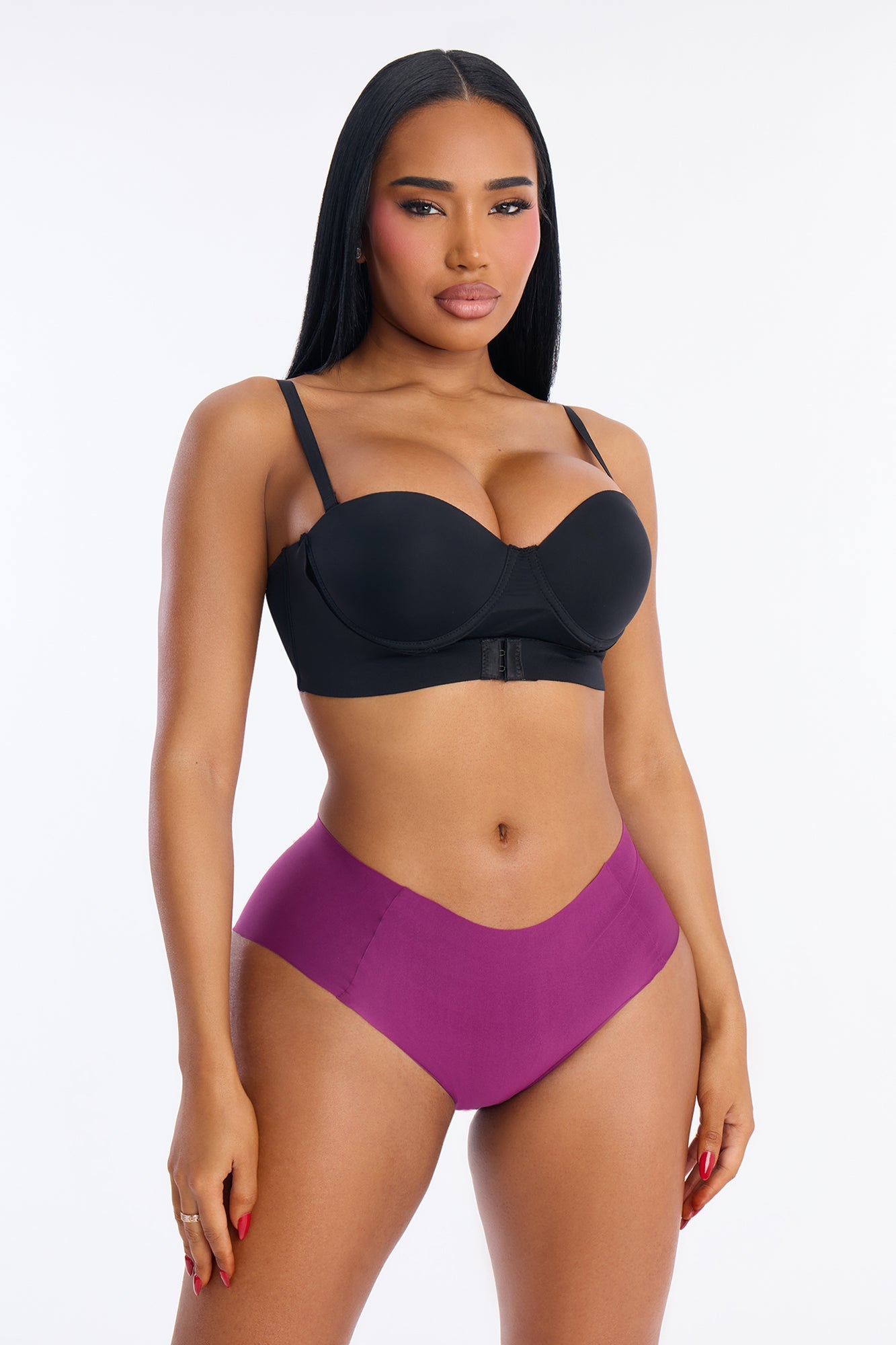 Smoothing No Show Mid Waist Brief - Plum