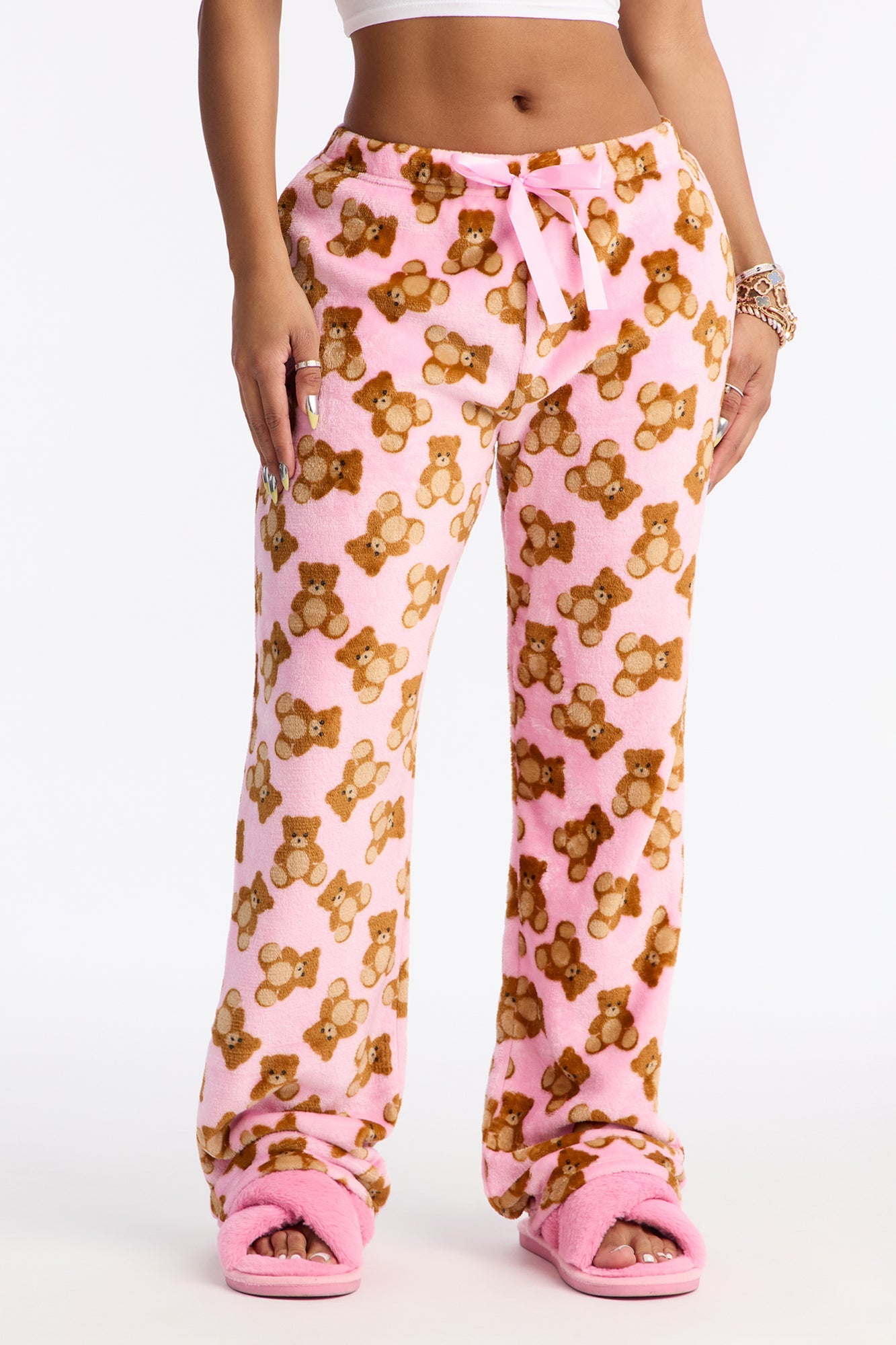 Bear Cuddles Plush PJ Pants - Pink/combo