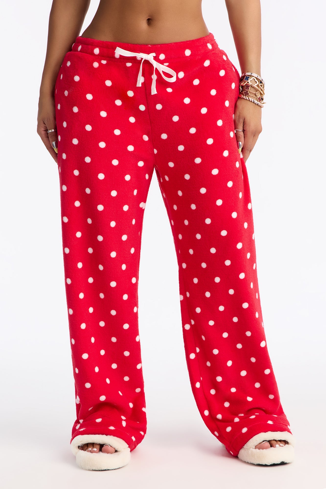 In My Dreams Plush PJ Pants - Red/White