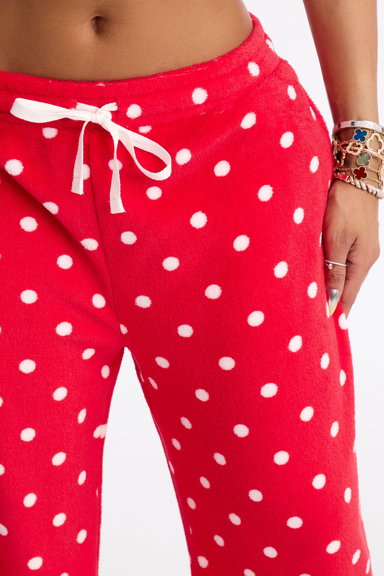 In My Dreams Plush PJ Pants - Red/White