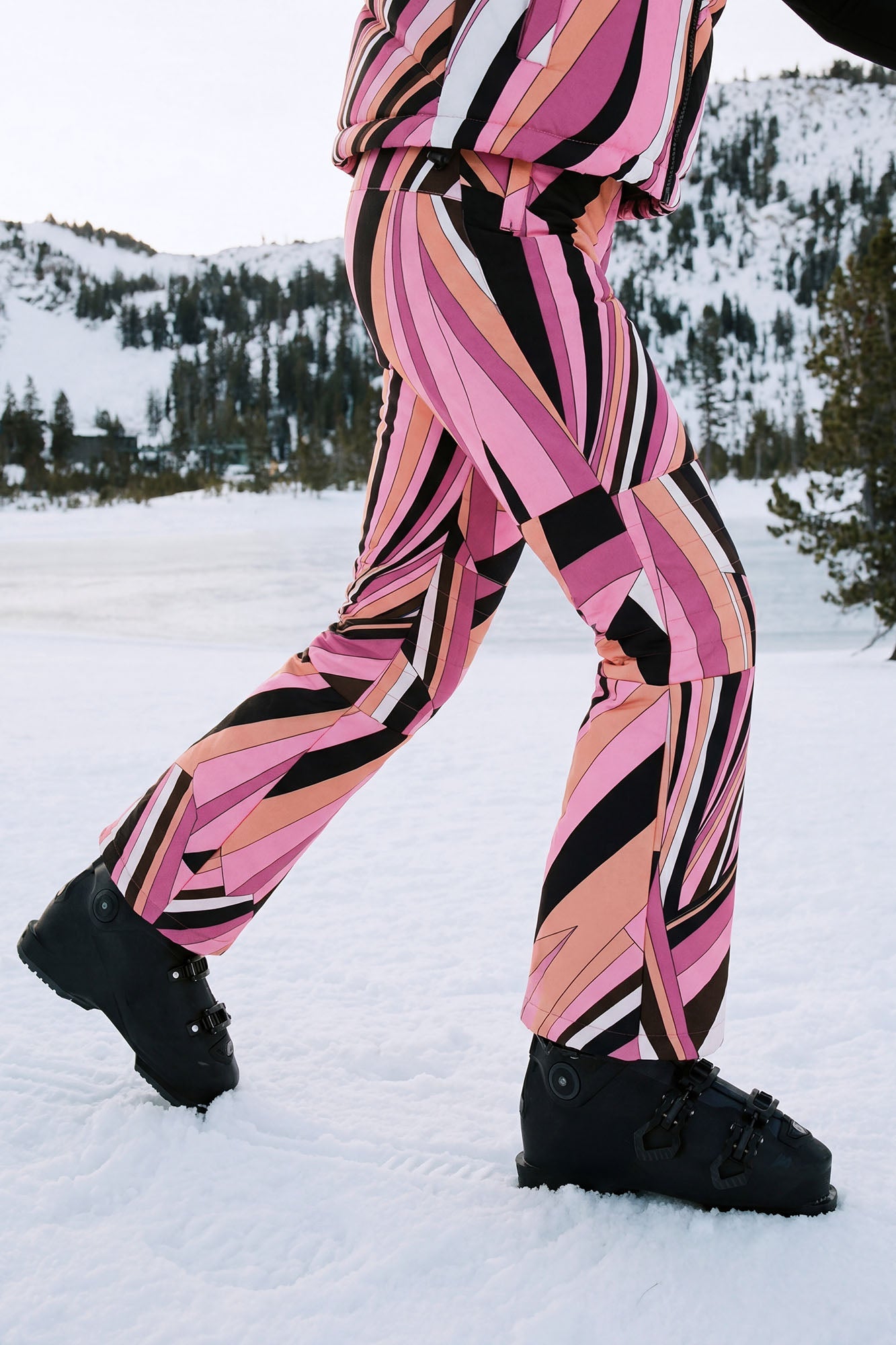 Winter Fun Abstract Puffer Vest - Pink/combo