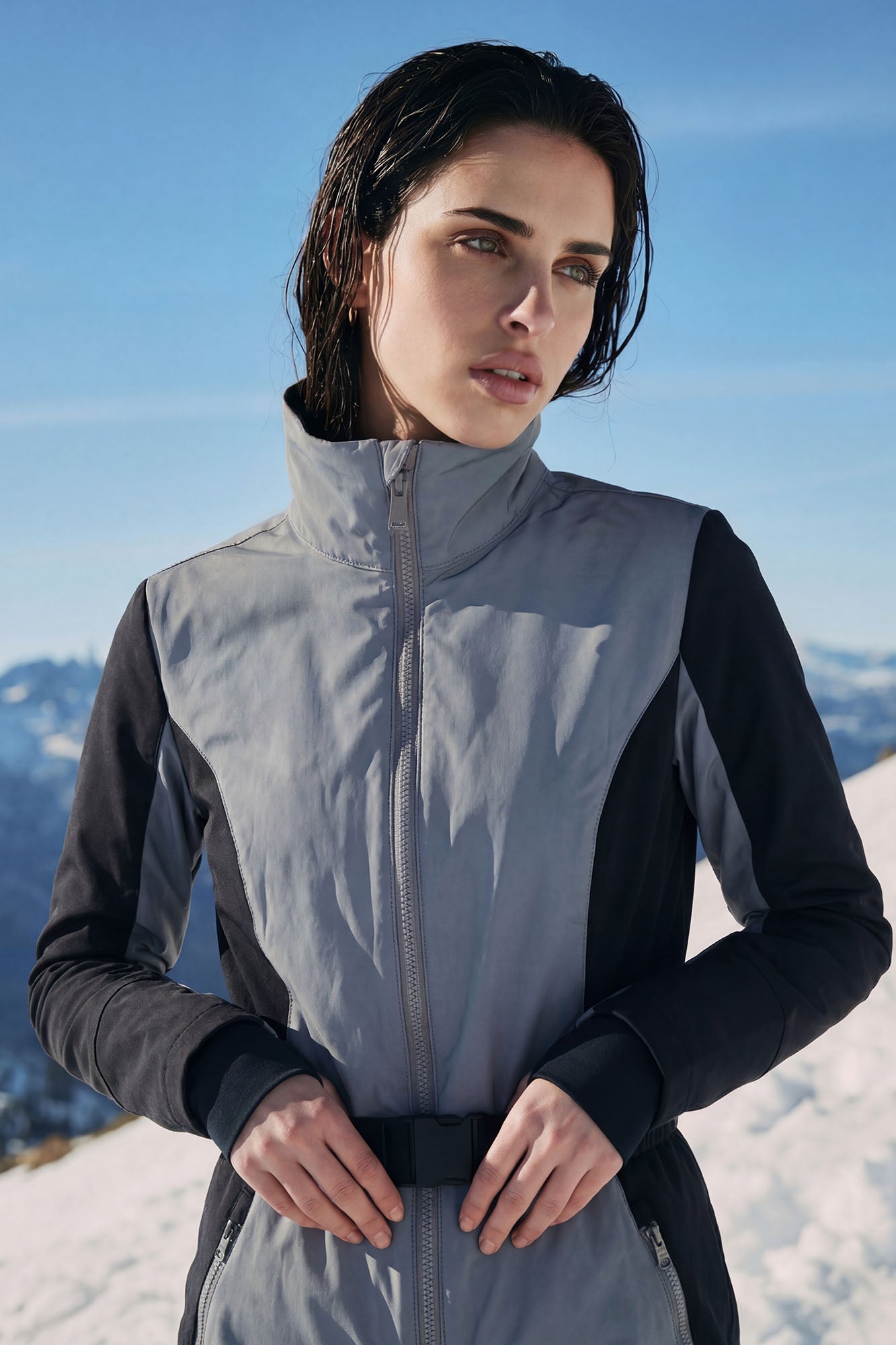 Winter Sports Reflective Ski Jumpsuit - Black