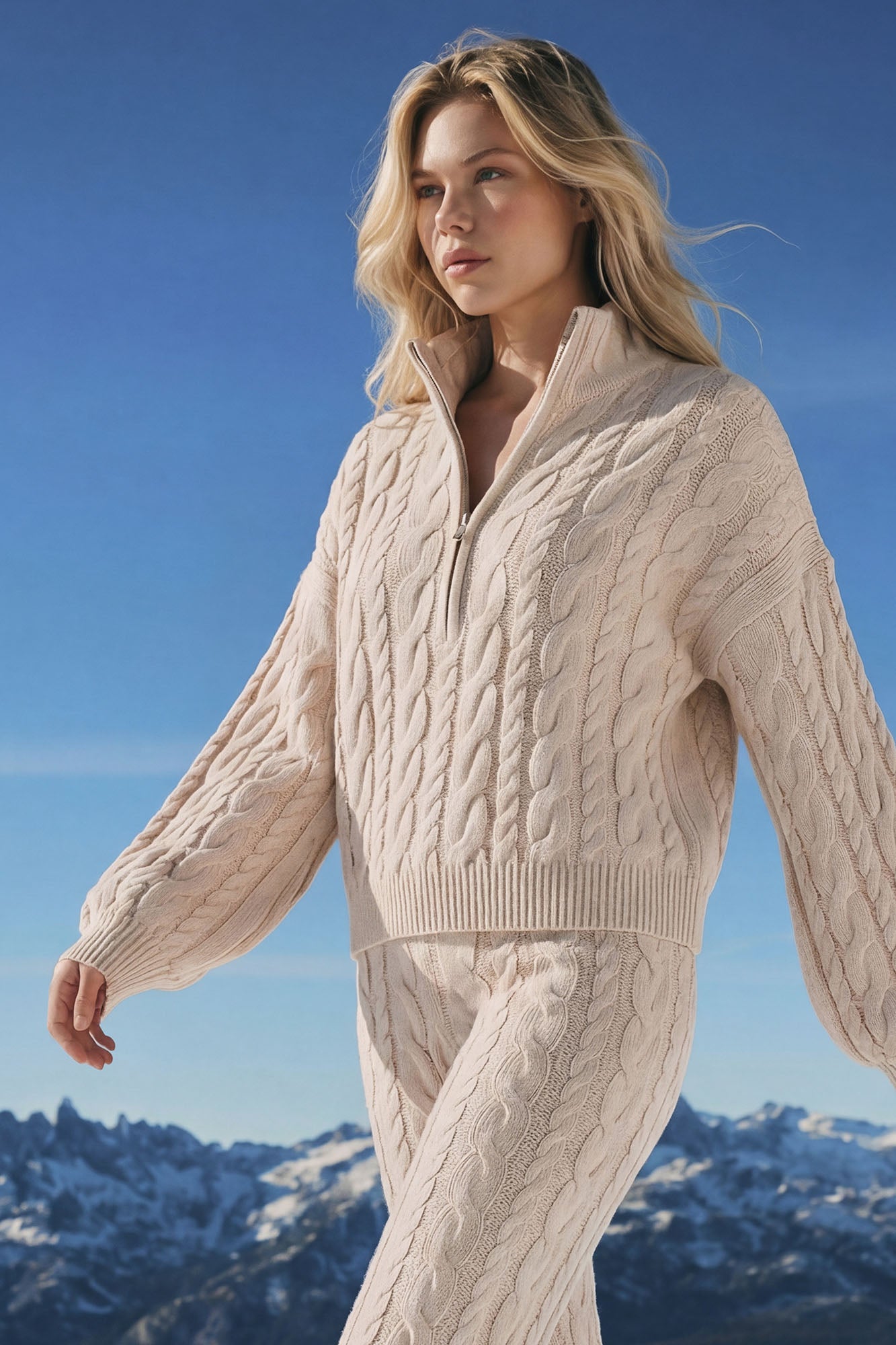 Cozy Days Cable Knit Sweater Pant Set - Taupe
