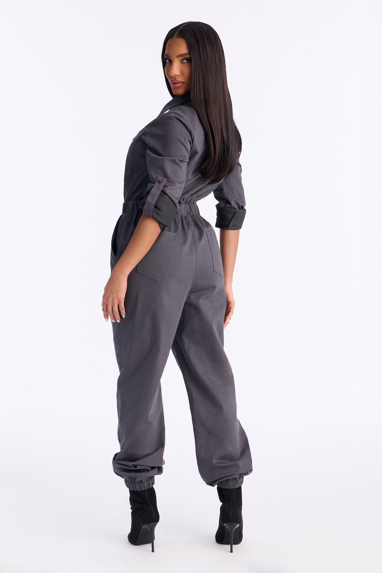 Aviator Babe Jumpsuit - Charcoal