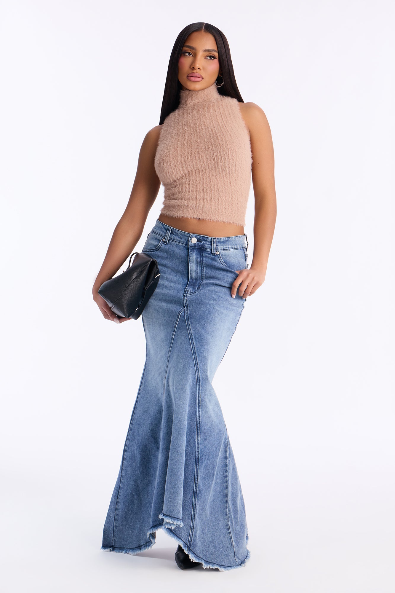 Boss Goals Chic Denim Maxi Skirt - Dark Wash