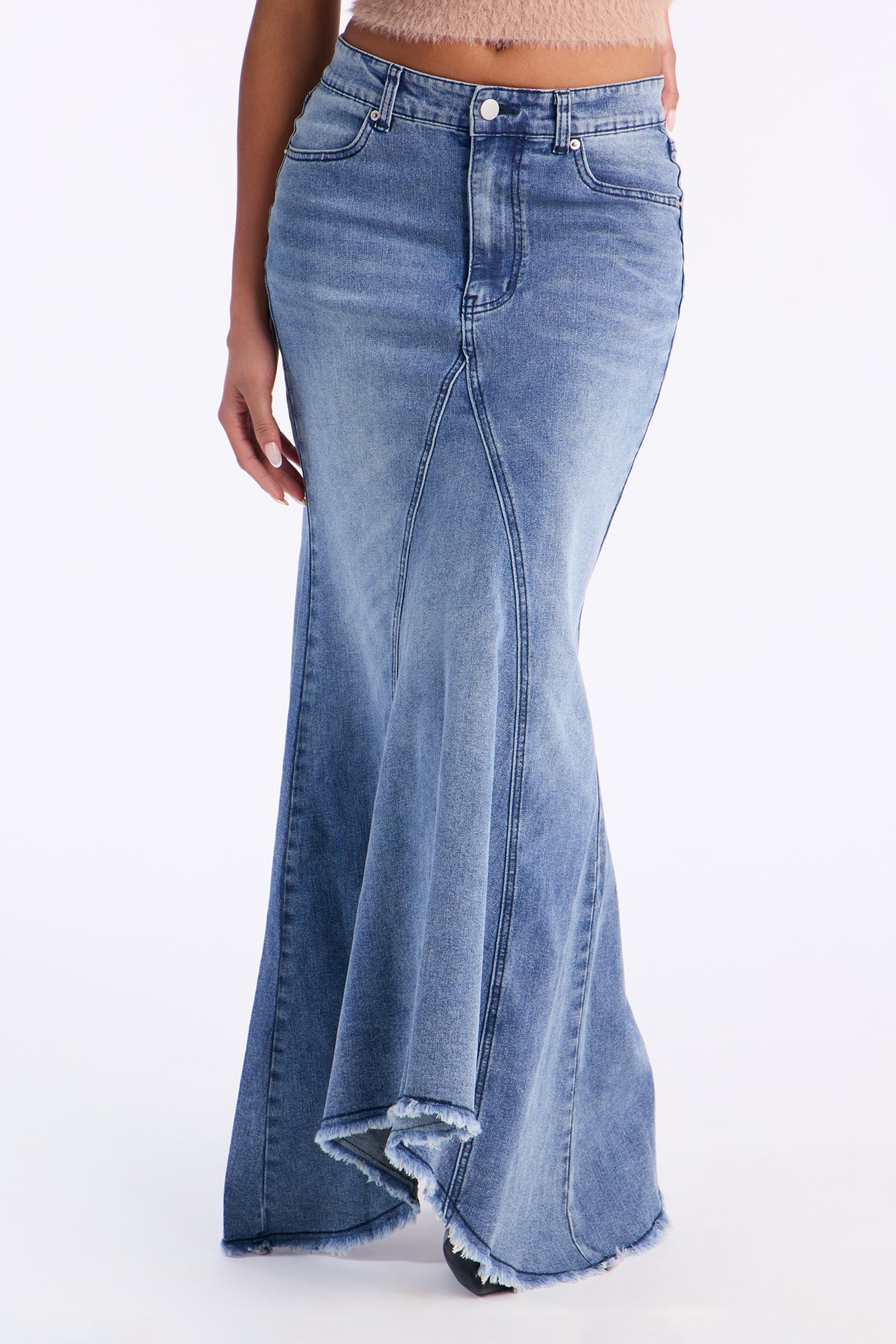 Boss Goals Chic Denim Maxi Skirt - Dark Wash
