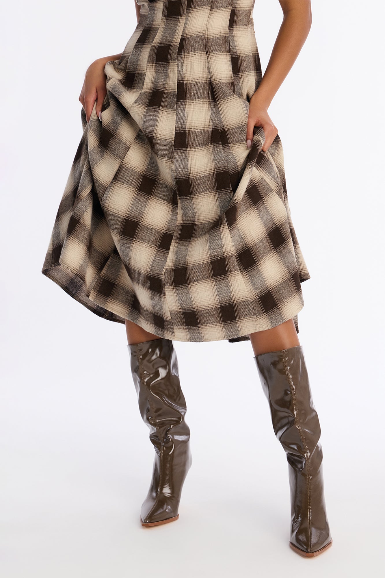 Bea Faux Leather Stiletto Boots - Olive