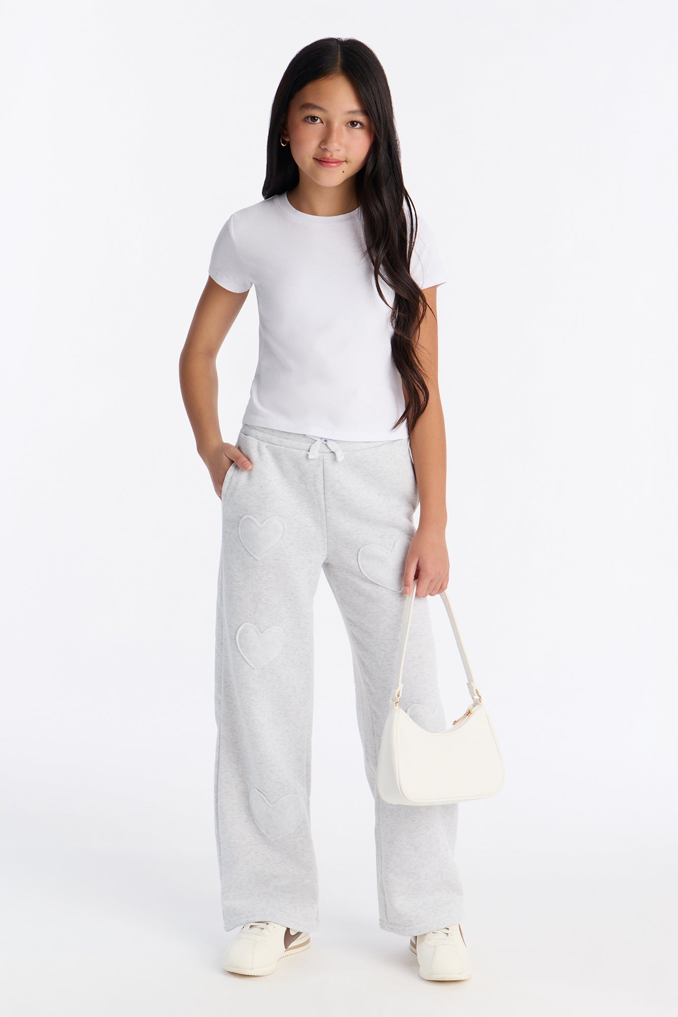 Mini In My Heart Wide Leg Pants - Heather Grey