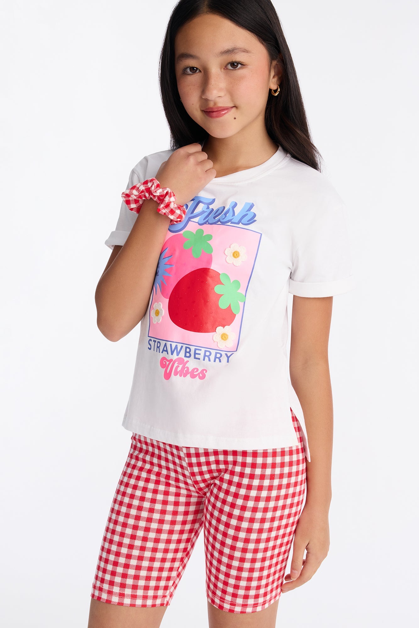 Mini Fresh Strawberry Bike Short Set - White/combo