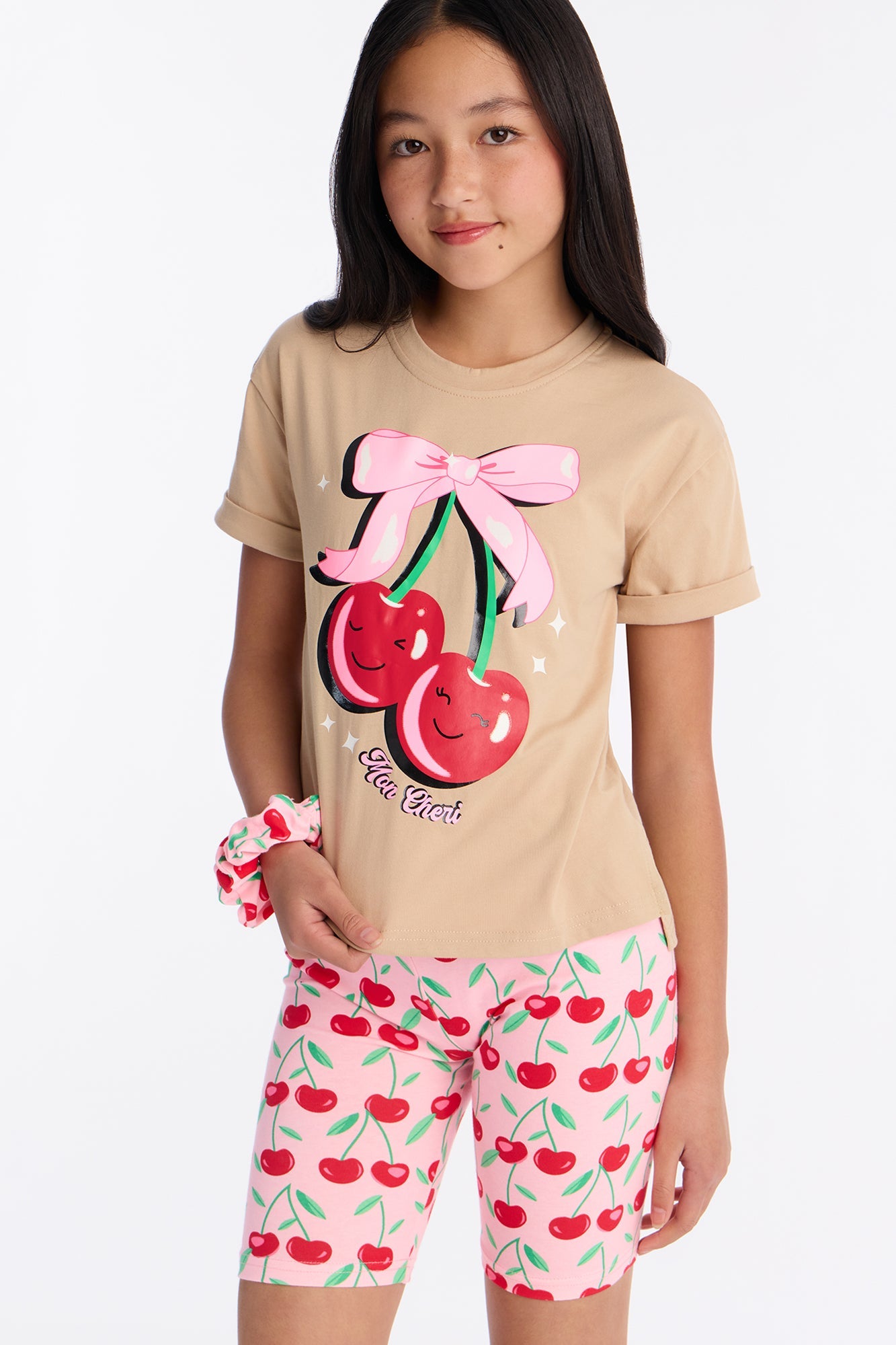Mini Have A Cherry Good Day Bike Short Set - Sand/combo