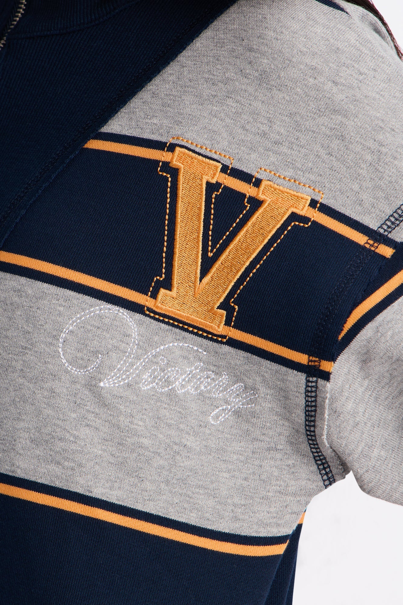 Mini Crown Rugby Striped Quarter Zip Top - Navy/combo