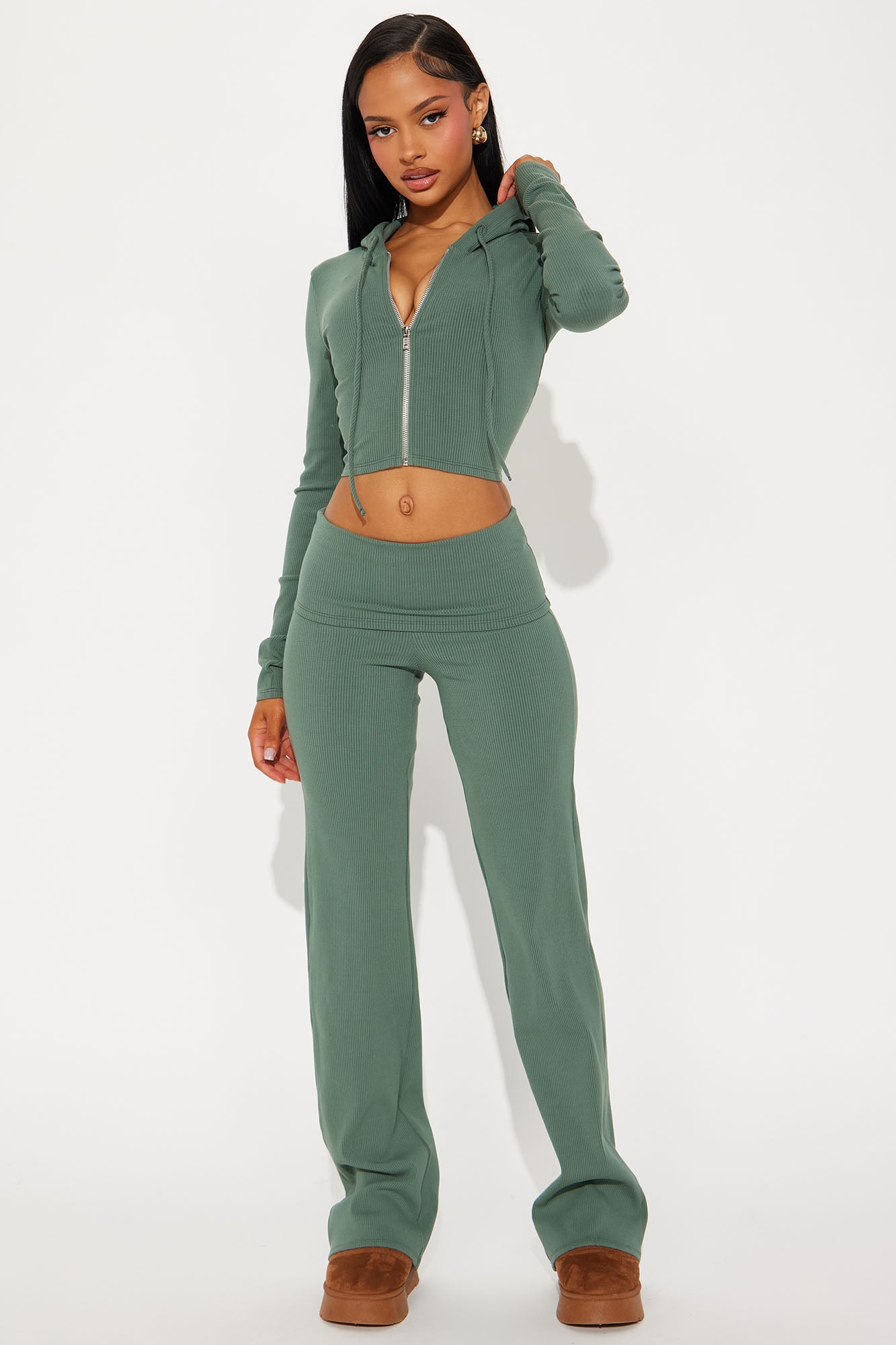 Karly Snatched Pant Set - Olive 2