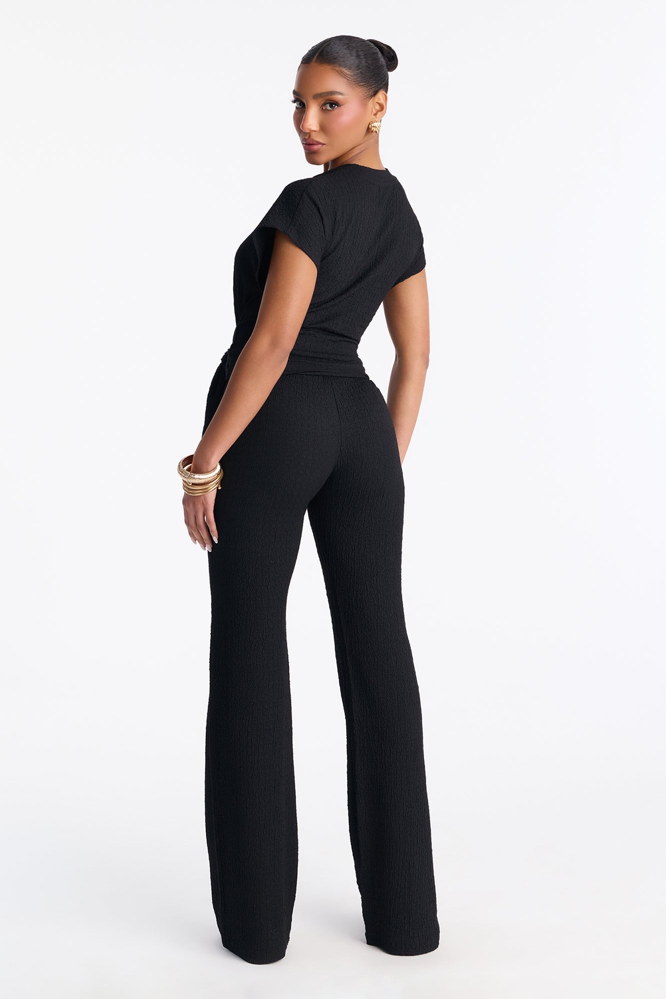 Clementine Textured Pant Set - Black