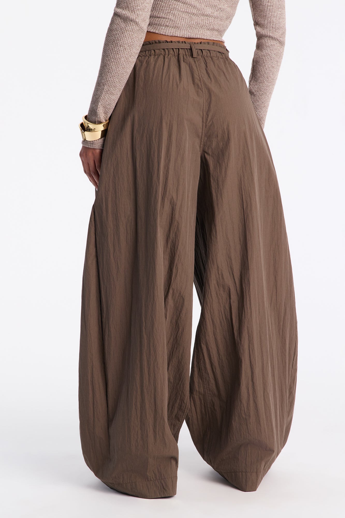 Rush Hour Tie Waist Windbreaker Pant 33″ - Chocolate