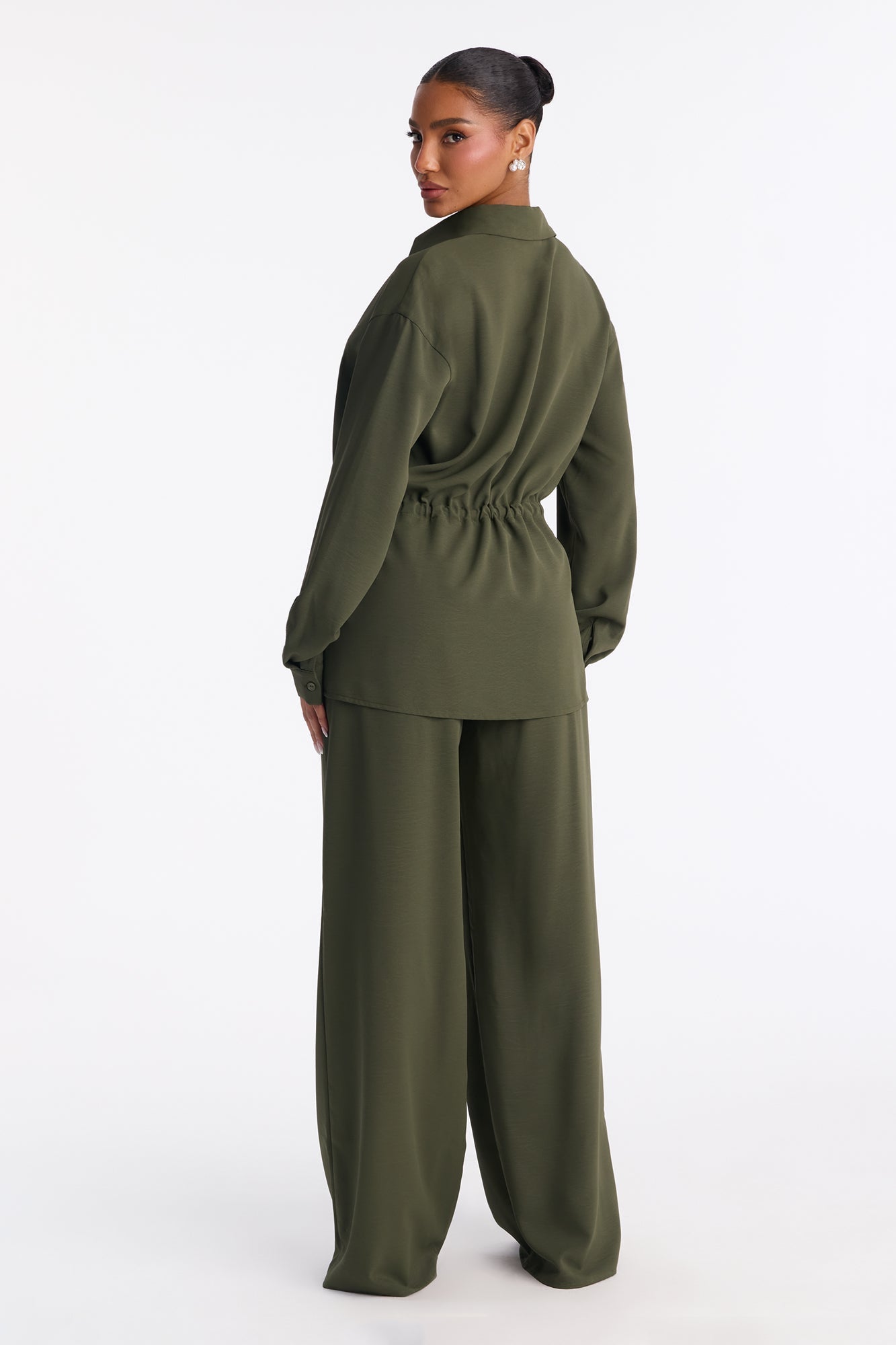 On A Safari Tie Waist Pant Set - Olive