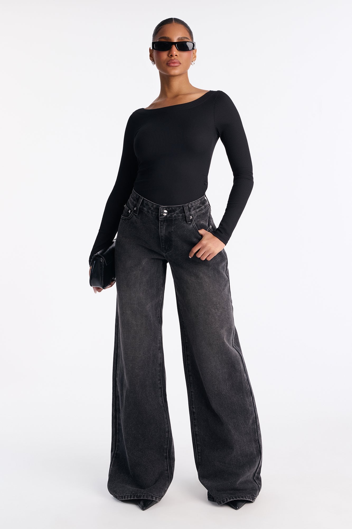 Tall Westside Low Rise Wide Leg Jean - Black Wash