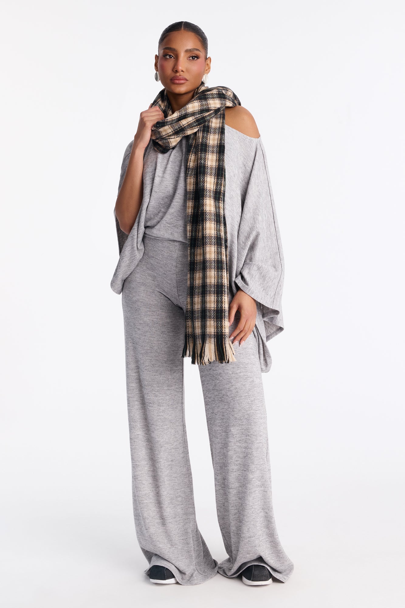 Cozy Sunday Wide Leg 2 Piece Jumpsuit - Heather Grey