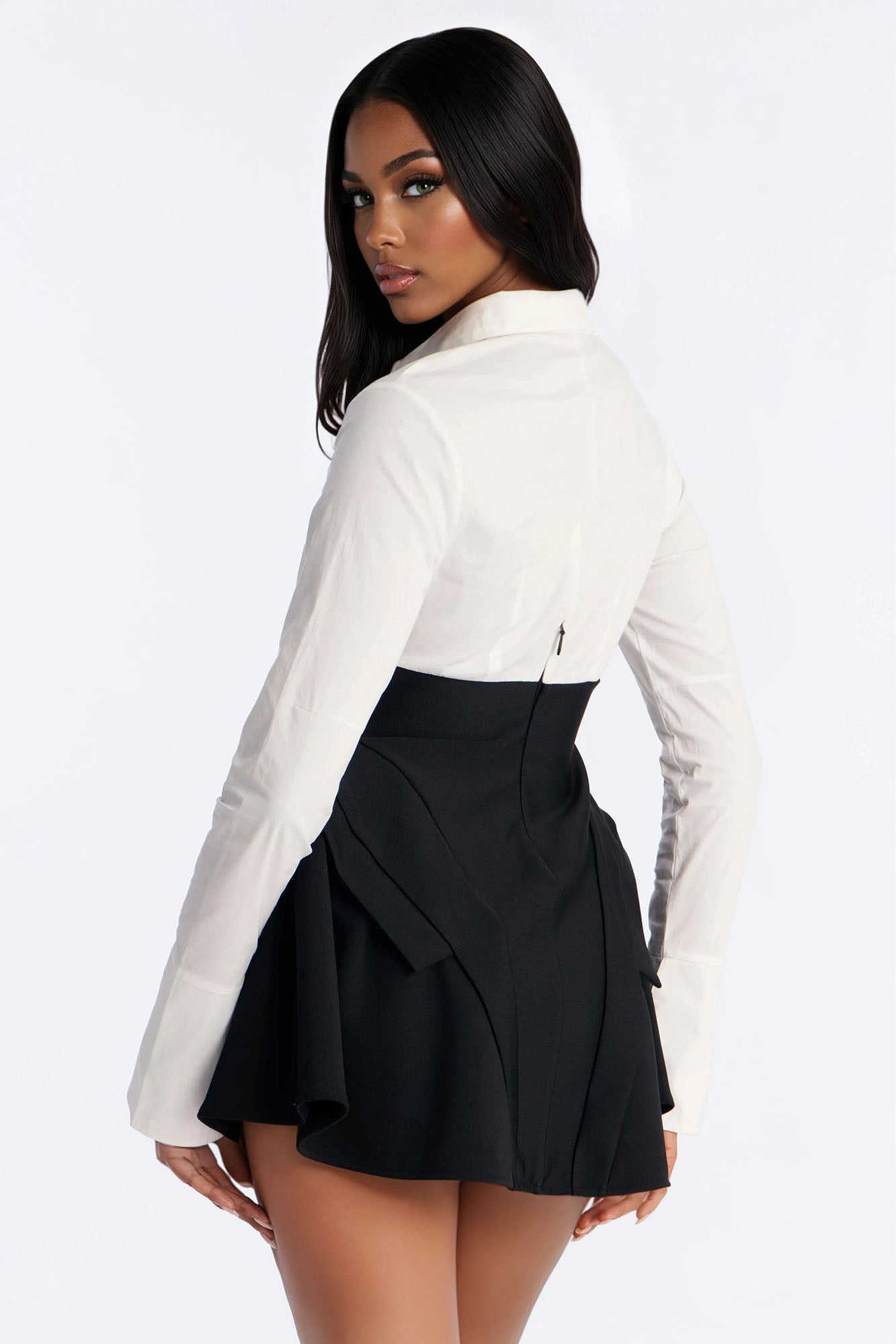 Secured The Bag Bandage Micro Mini Dress - Black/White