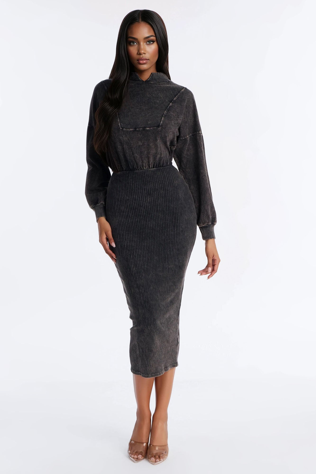 Chey Sweater Midi Dress - Black