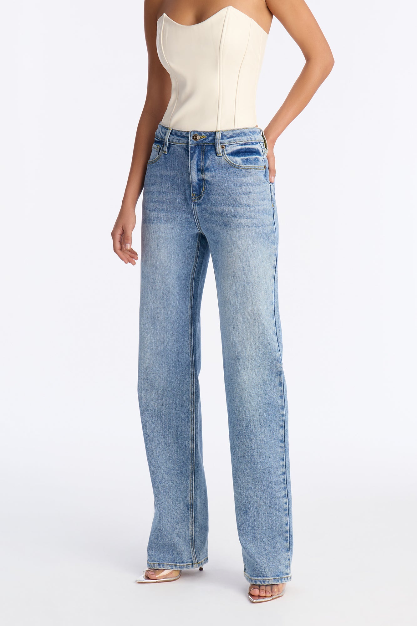 Tall Be Authentic Slouchy Stretch Straight Leg Jeans - Medium Blue Wash