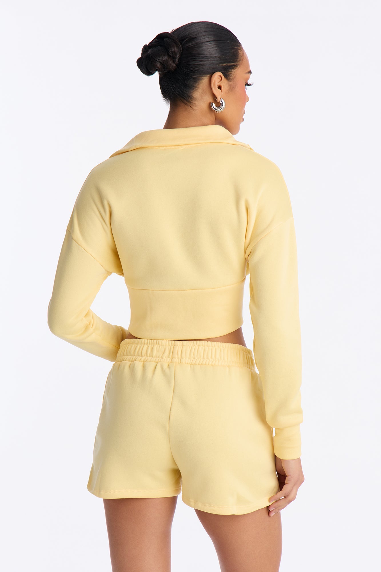 Alina Fleece Quarter Zip Short Set - Yellow