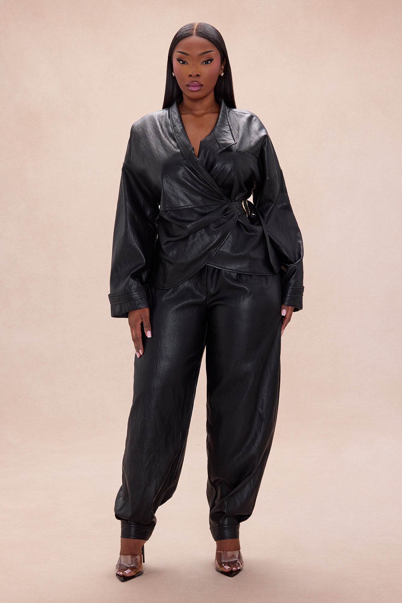 Mariella Faux Leather Jacket - Black