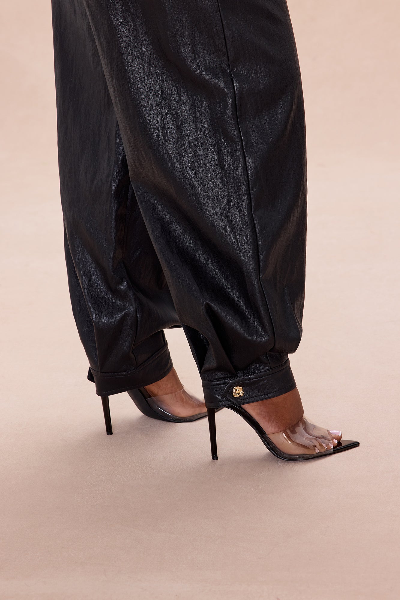 Mariella Faux Leather Balloon Pant - Black