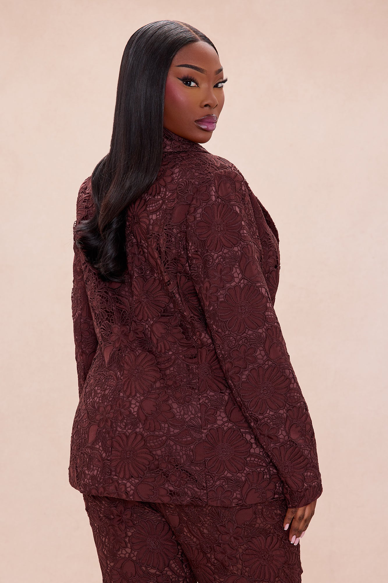 Zella Embroidered Blazer - Chocolate