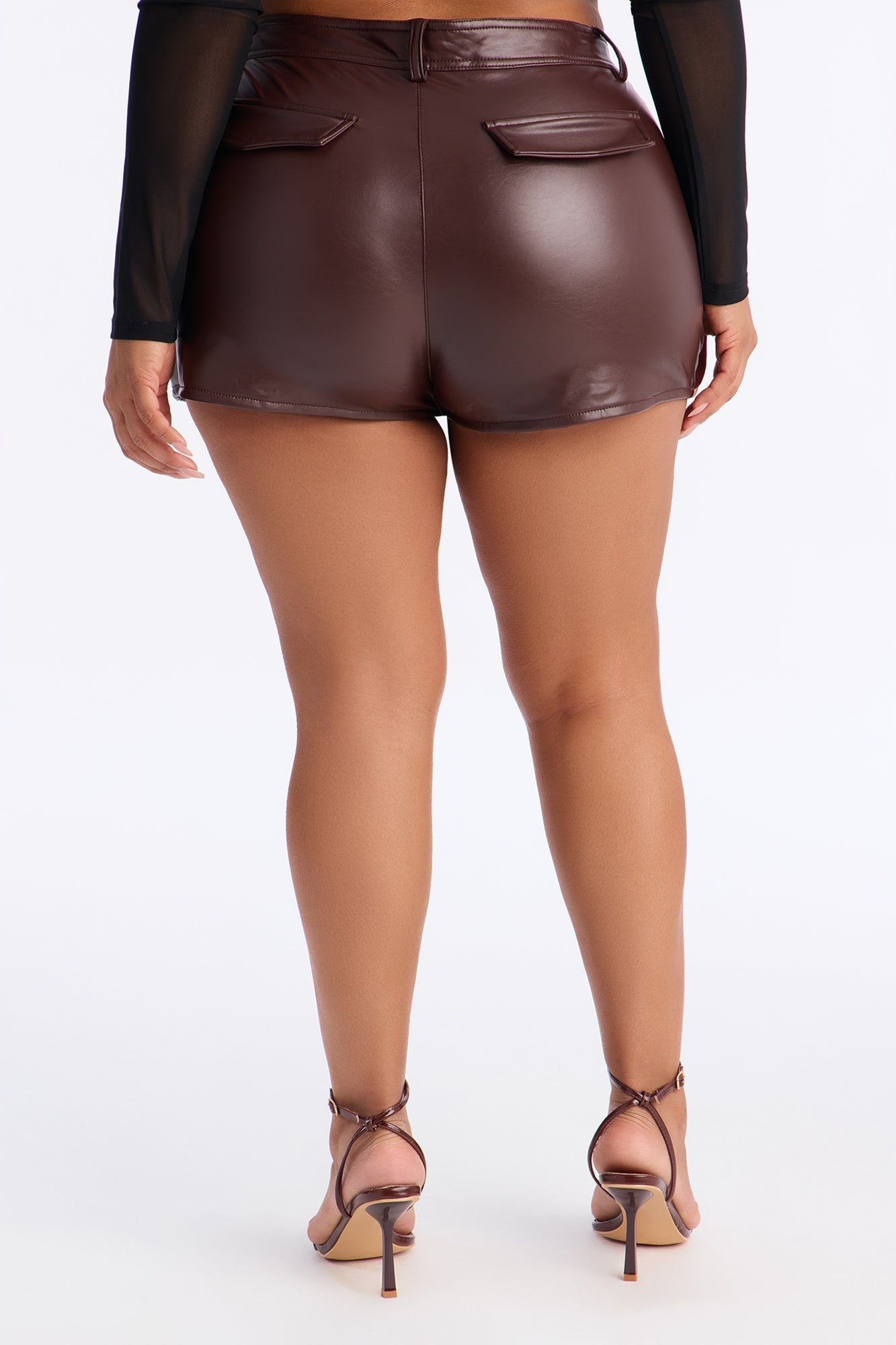 Go All Out Faux Leather Cargo Short - Chocolate