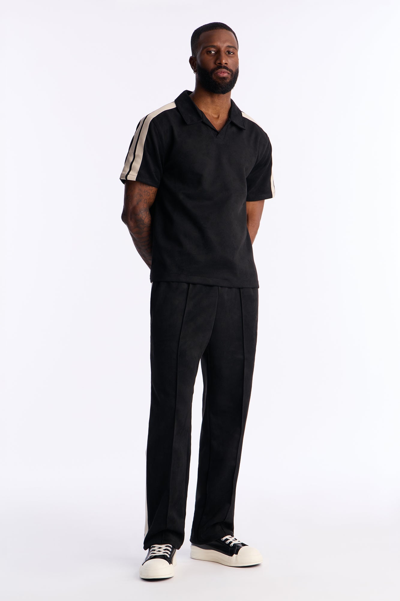 Straight Faux Suede Pant - Black