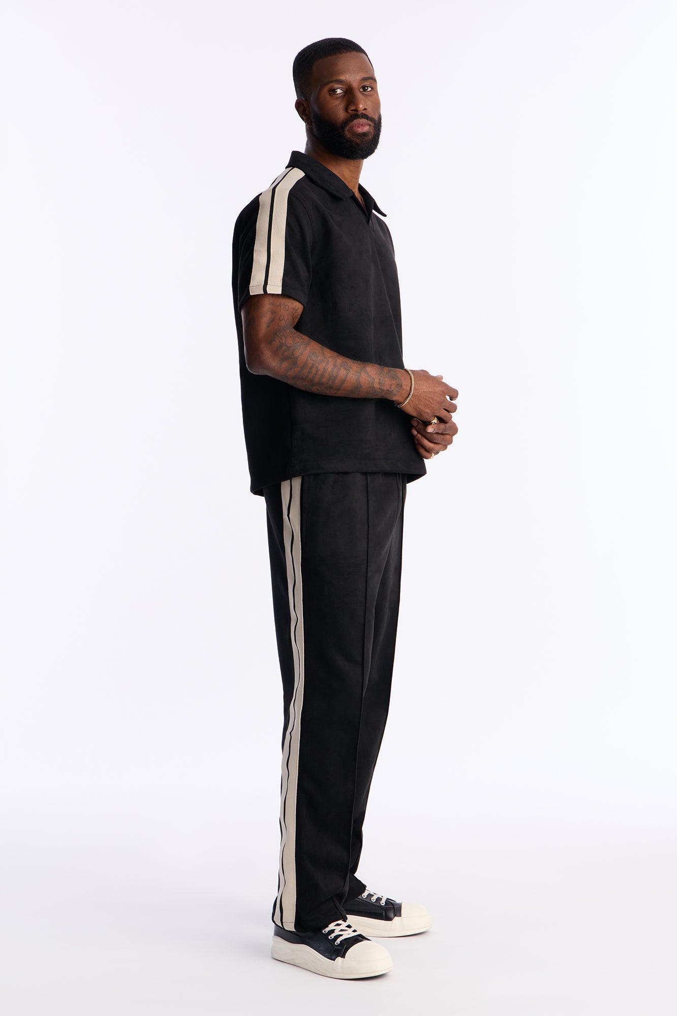 Straight Faux Suede Pant - Black