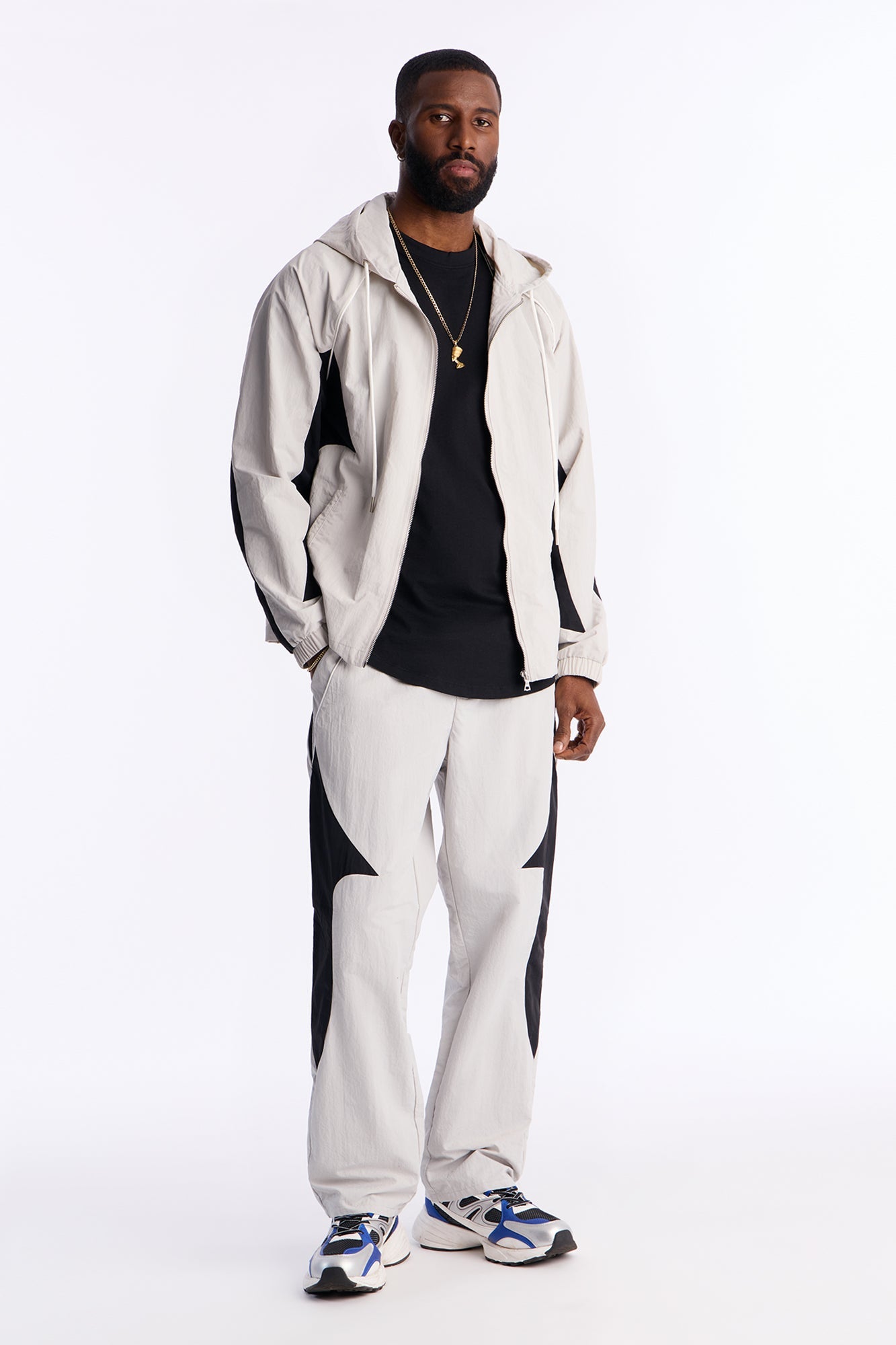 Relaxed Aura Coded Hooded Track Jacket - Silver