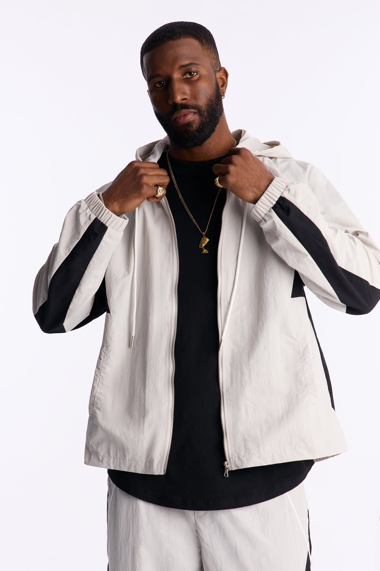 Relaxed Aura Coded Hooded Track Jacket - Silver